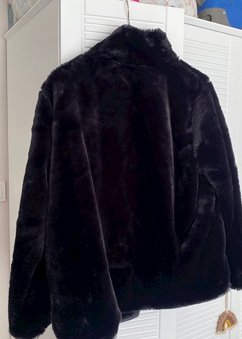 Siyah Kadın Suni Kürk Midi Ceket - Görsel 7