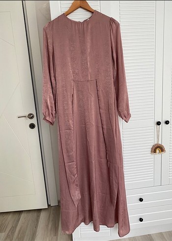 Bej Uzun Drapeli Kadın Abiye Elbise - Görsel 4