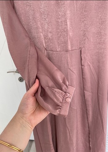 Bej Uzun Drapeli Kadın Abiye Elbise - Görsel 6