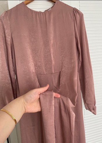 Bej Uzun Drapeli Kadın Abiye Elbise - Görsel 5