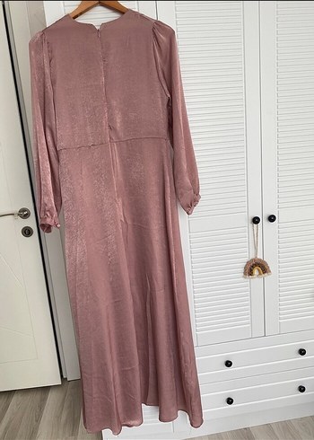 Bej Uzun Drapeli Kadın Abiye Elbise - Görsel 8