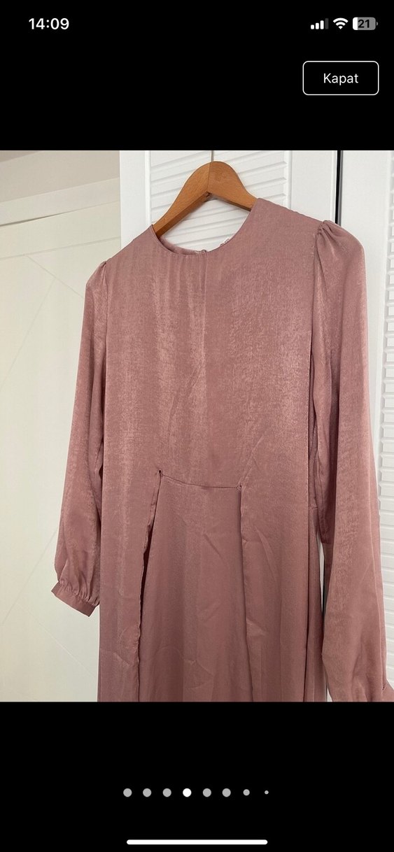 Bej Uzun Drapeli Kadın Abiye Elbise - Görsel 3