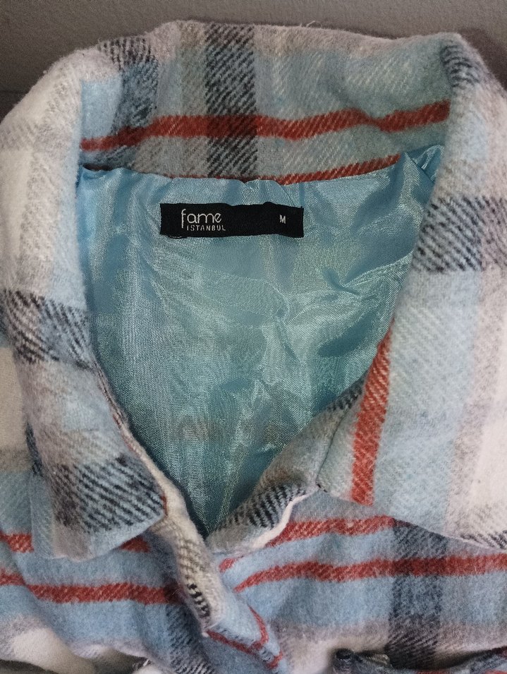 Kadın Gri Ekose Düğmeli Gömlek - Görsel 4