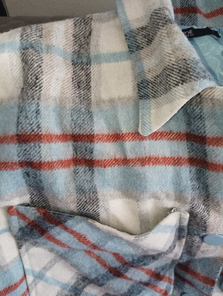 Kadın Gri Ekose Düğmeli Gömlek - Görsel 3