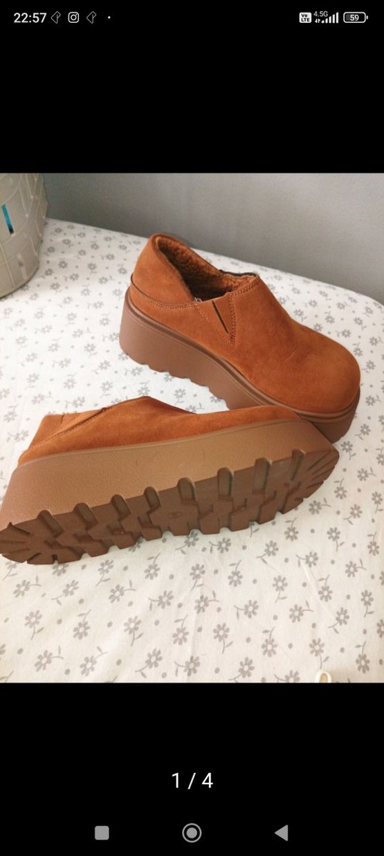 Kahverengi Süet Kadın Dolgu Topuk Bot - Görsel 4