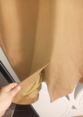 Bej Süet Midi Kadın Kaban - Görsel 5