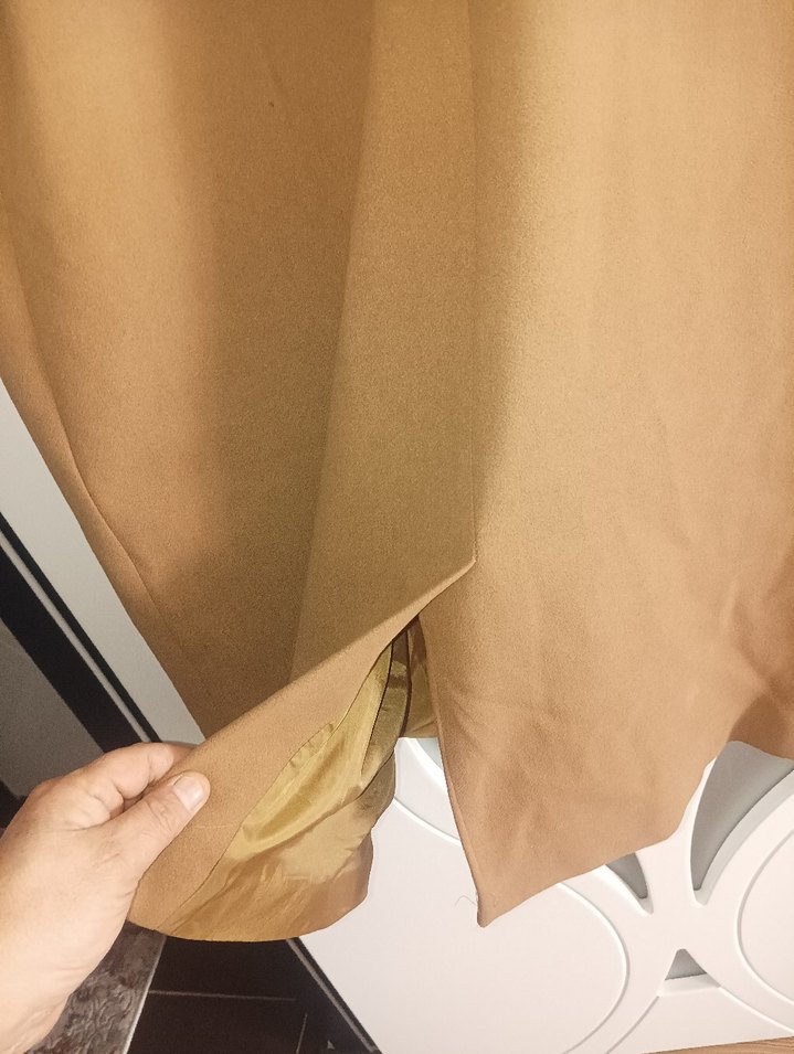 Bej Süet Midi Kadın Kaban - Görsel 5