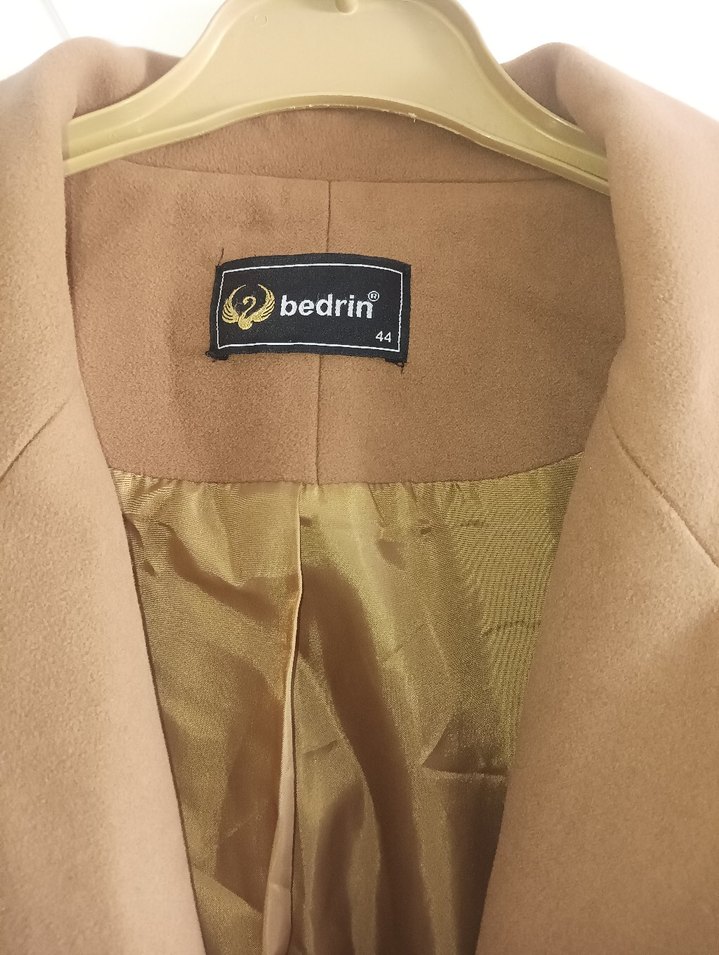 Bej Süet Midi Kadın Kaban - Görsel 4