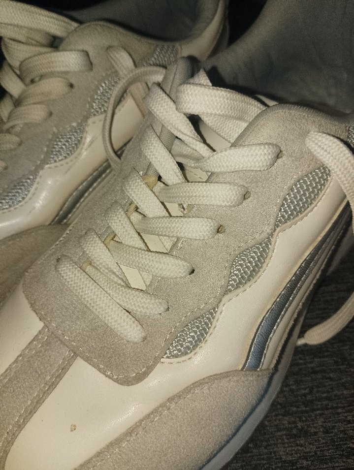 Beyaz Gri Bağcıklı Kadın Spor Ayakkabı - Görsel 5