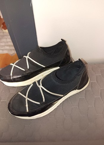 Siyah Gri Dolgu Topuklu Elastik Sneakers - Görsel 2