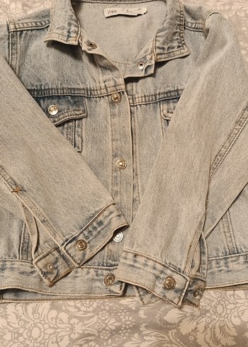 Düğmeli Gri Denim Ceket