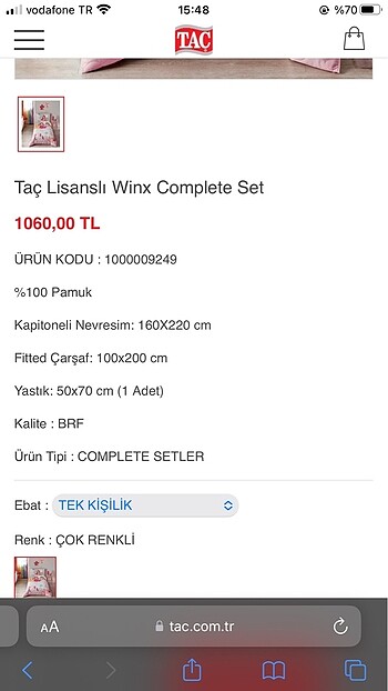  Beden Taç Komple Set Nevresim Takımı Winx