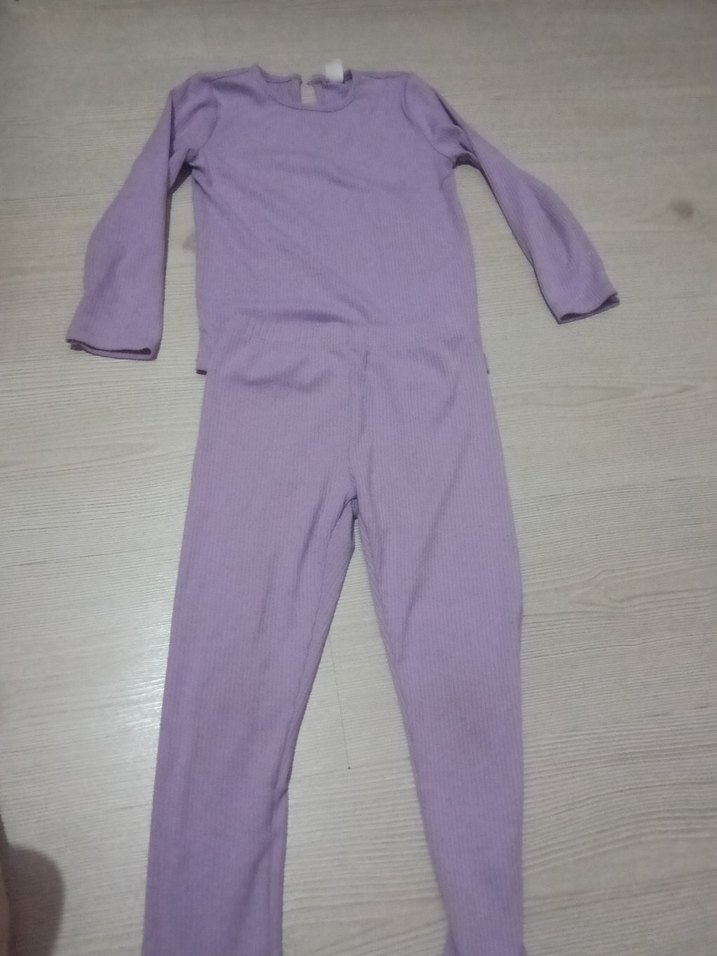 Bebek Kız İçin Mor Uzun Kollu Takım - Görsel 2