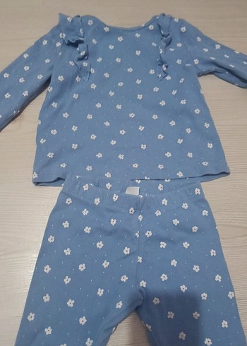 Uzun Kollu Mavi Baskılı Bebek Kız Takımı - Görsel 2