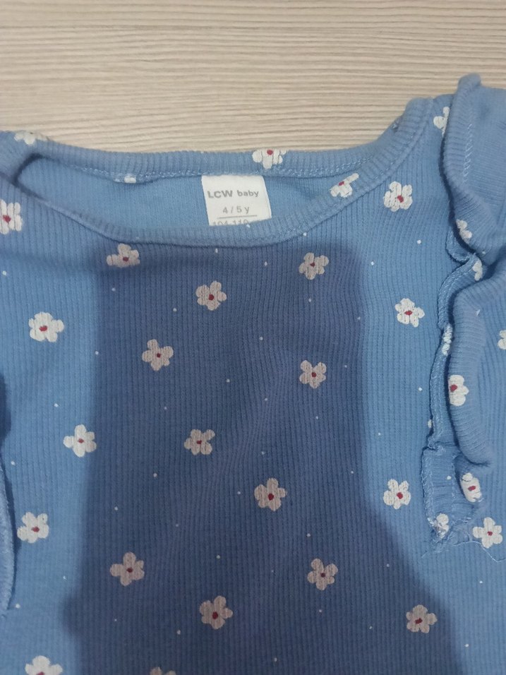 Uzun Kollu Mavi Baskılı Bebek Kız Takımı - Görsel 3