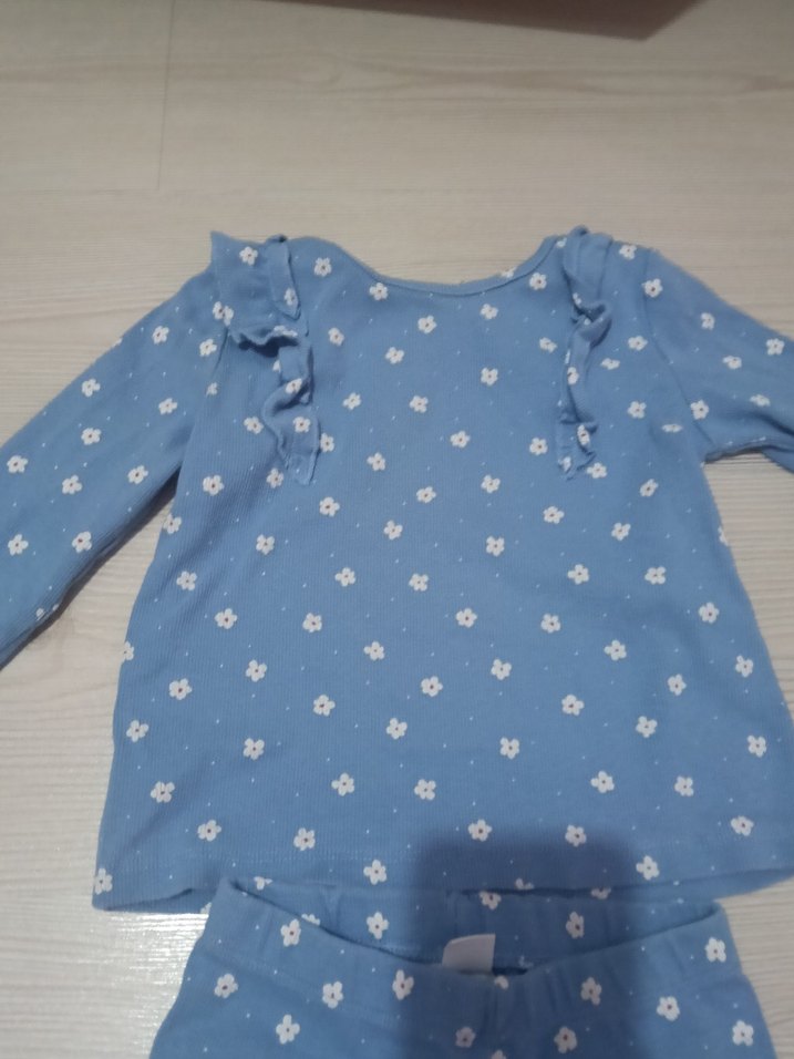 Uzun Kollu Mavi Baskılı Bebek Kız Takımı - Görsel 4