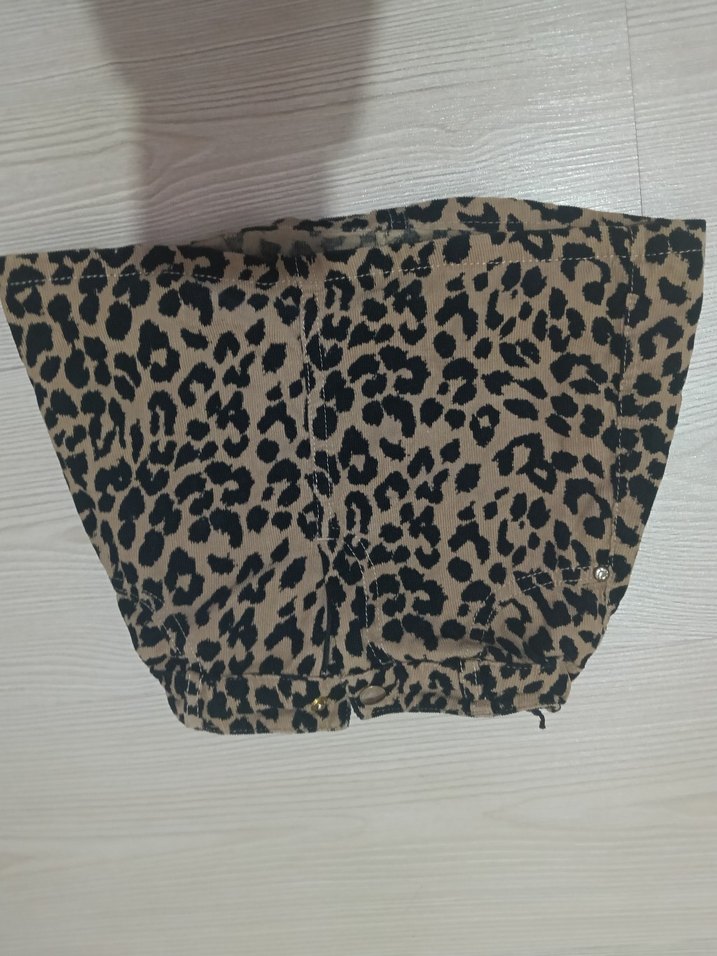 Kahverengi Leopar Desenli Mini Etek - Görsel 4