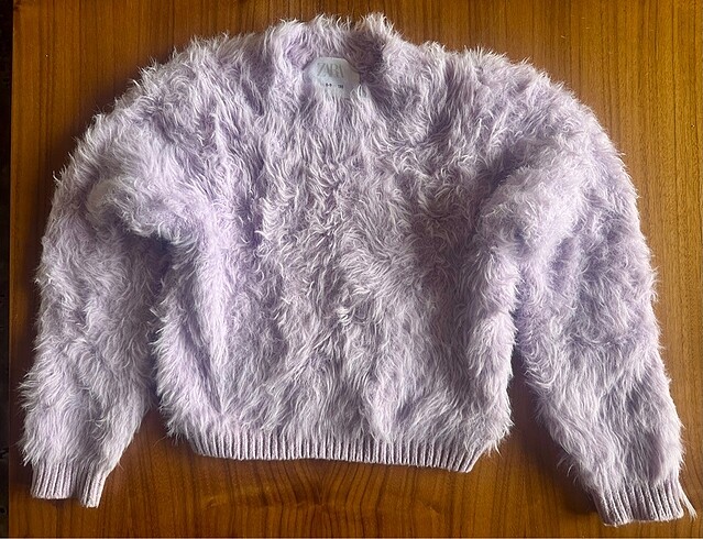 Zara tüylü peluş lila kazak
