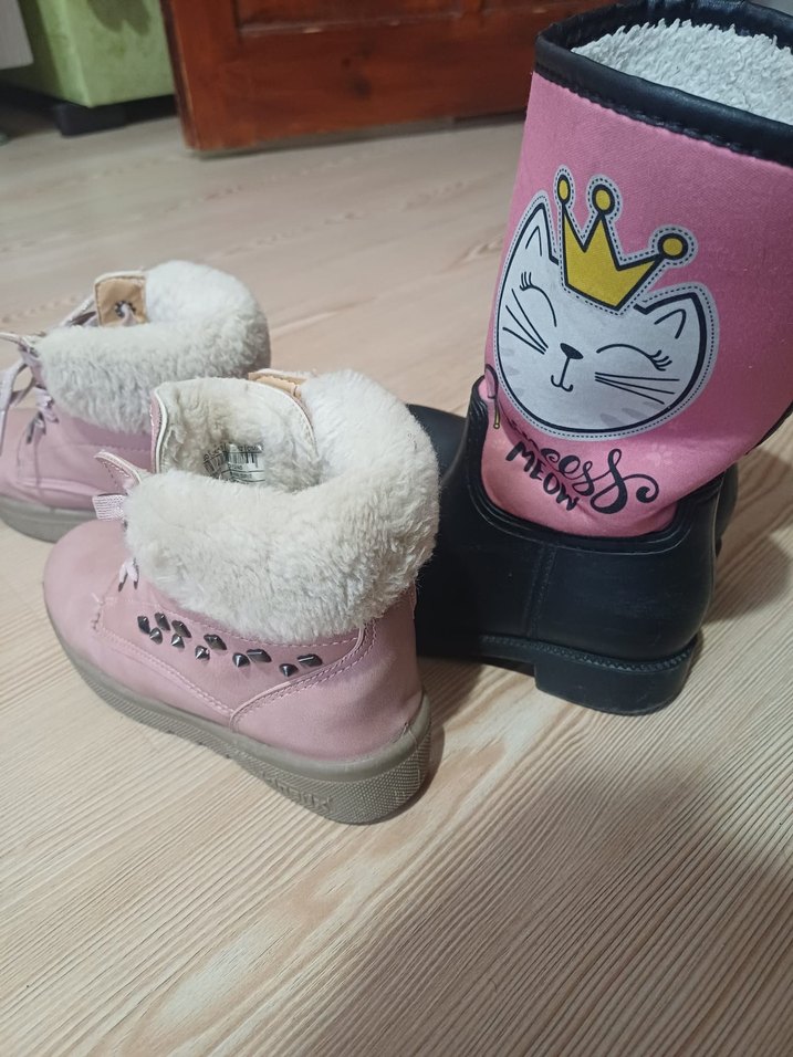 Kız Çocuk Pembe Kürklü Baskılı Lastik Bot - Görsel 2