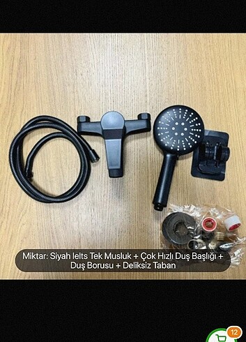 Siyah Paslanmaz Duş ve Robot Duş Spiralli 