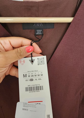 Zara Düğmeli kahverengi Midi Kadın Yelek