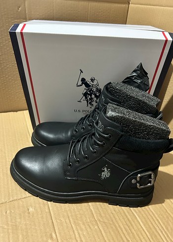 U.S. Polo Assn. Siyah Erkek Kemerli Bot - Görsel 6