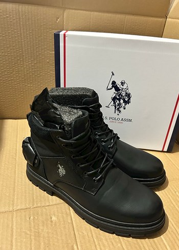U.S. Polo Assn. Siyah Erkek Kemerli Bot - Görsel 5