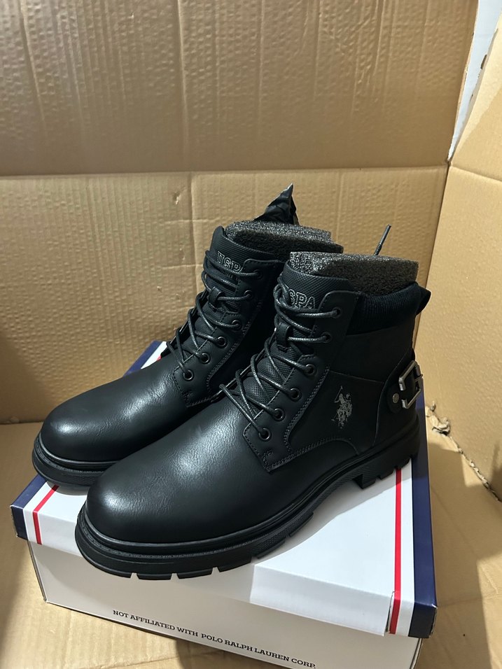 U.S. Polo Assn. Siyah Erkek Kemerli Bot - Görsel 3