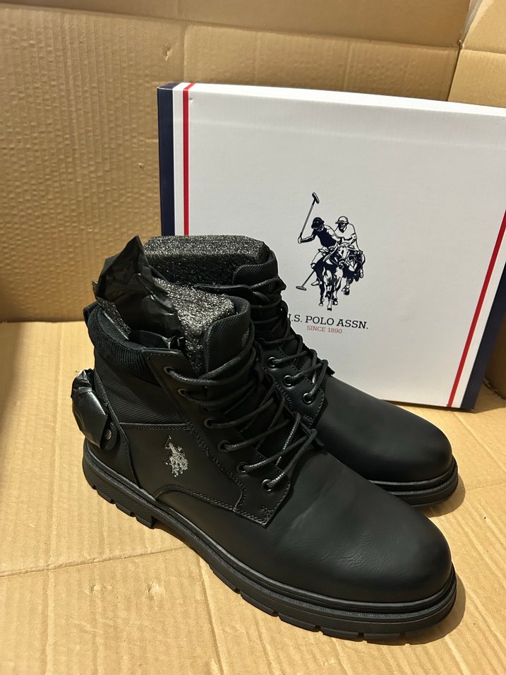 U.S. Polo Assn. Siyah Erkek Kemerli Bot - Görsel 5