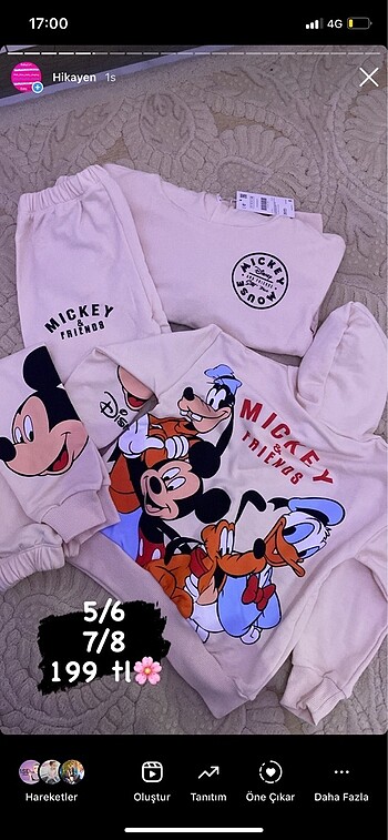Mickey kapsonlu takım