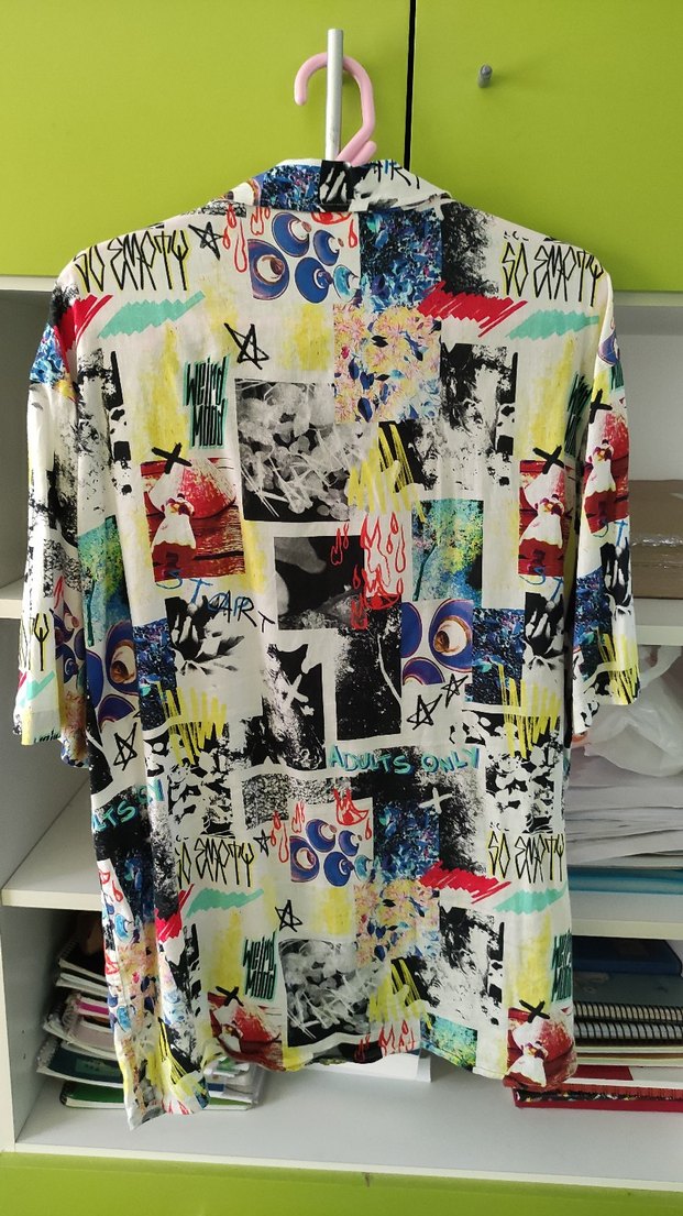 Renkli Baskılı Salaş Kısa Kollu Erkek Gömlek - Görsel 2