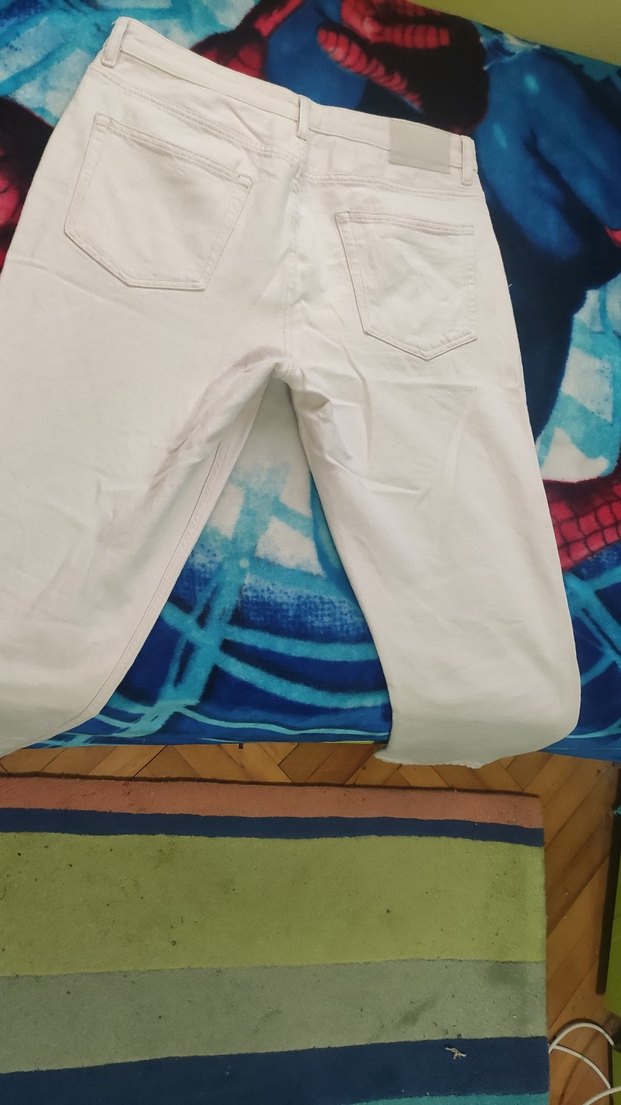 Erkek Beyaz Regular Fit Midi Kot Pantolon - Görsel 2