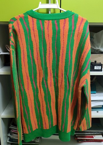 Renkli Bağlama Desenli Örme Erkek Kazak - Görsel 2