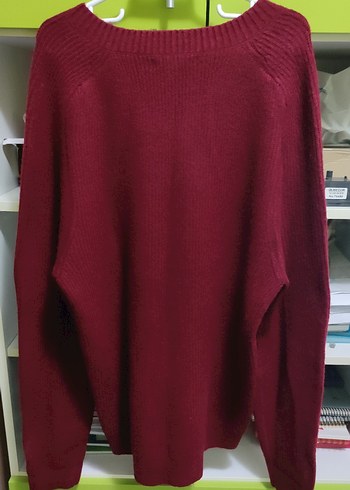 Bordo Erkek Örgü V Yaka Kazak - Görsel 2