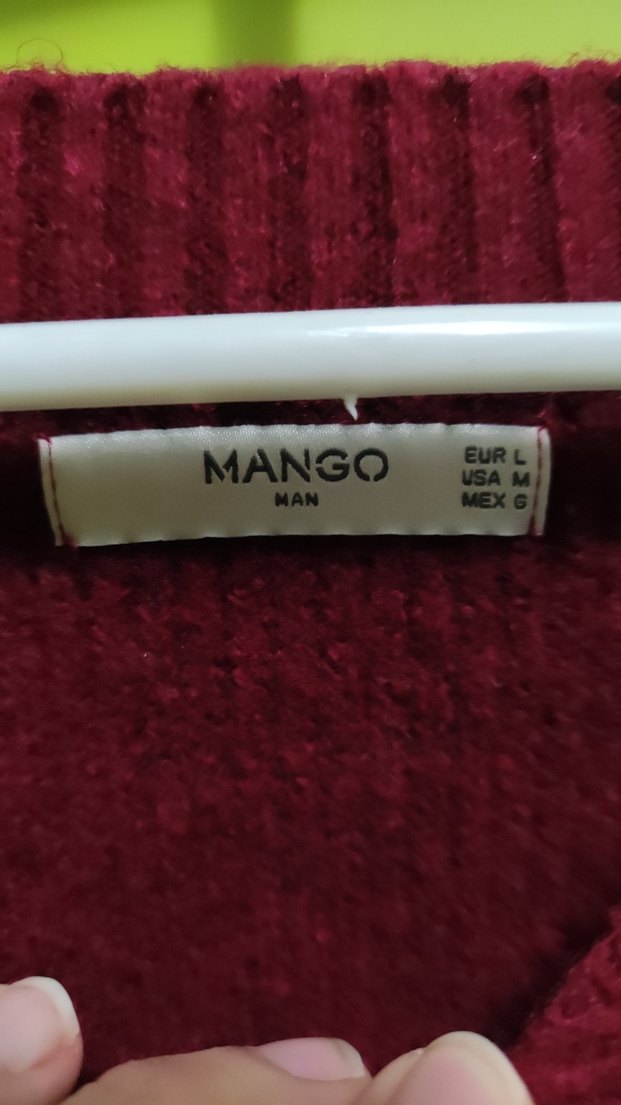 Bordo Erkek Örgü V Yaka Kazak - Görsel 3