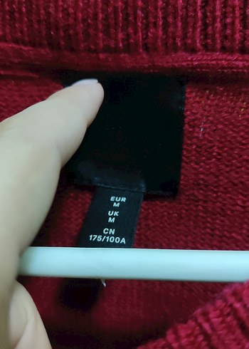 Erkek Kırmızı Örgü Yün Kazak - Desenli, Uzun Kollu - Görsel 3