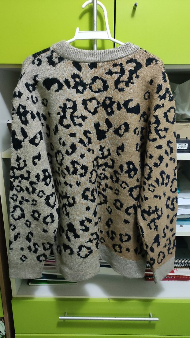 Leopar Desenli Örgü Erkek Kazak - Görsel 2