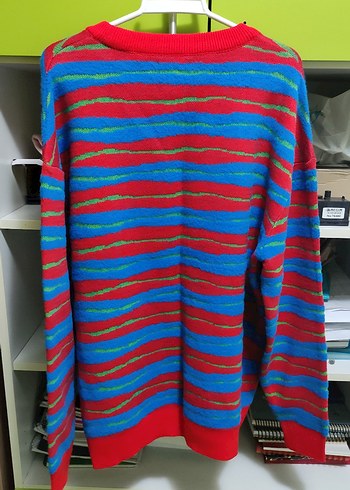 Renkli Çizgili Erkek Örgü Yün Kazak - Görsel 2