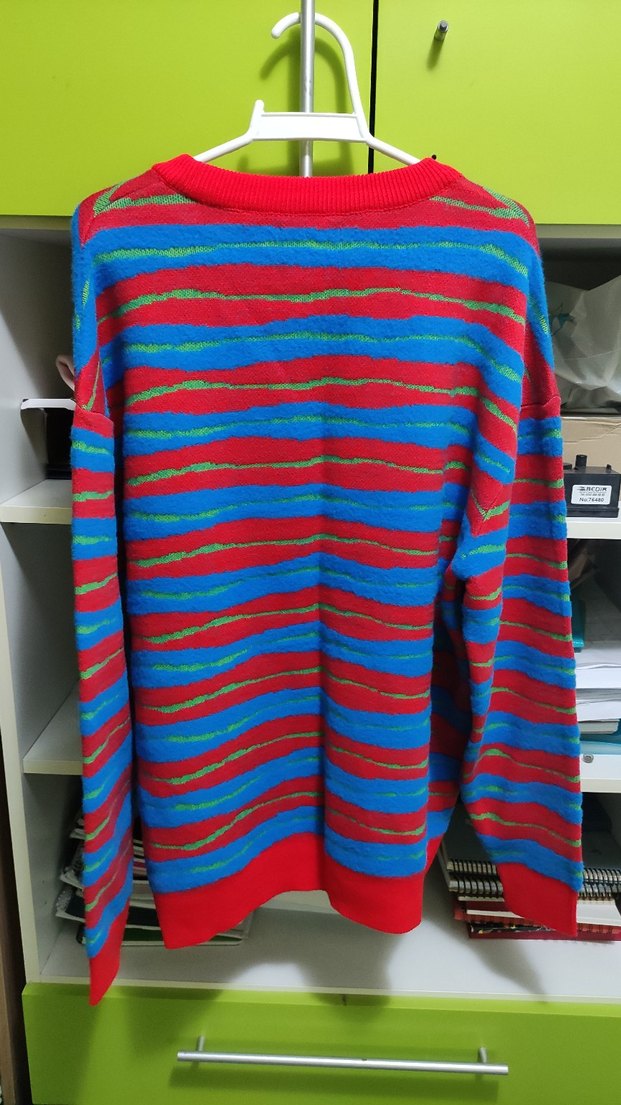 Renkli Çizgili Erkek Örgü Yün Kazak - Görsel 2