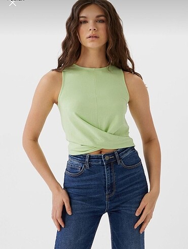 Açık yeşil kruvaze crop