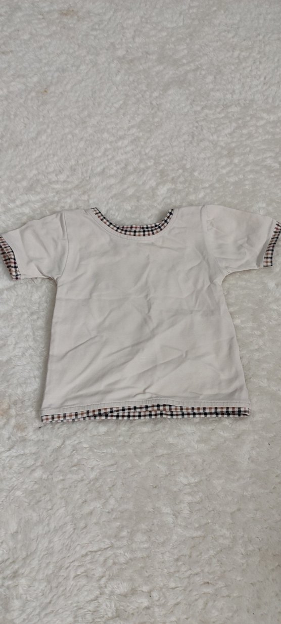 Ekose Detaylı Beyaz Çocuk tişört - Görsel 2