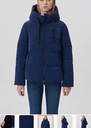 Mavi Lacivert Midi Kışlık Kadın Mont - Görsel 6