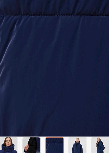 Mavi Lacivert Midi Kışlık Kadın Mont - Görsel 7
