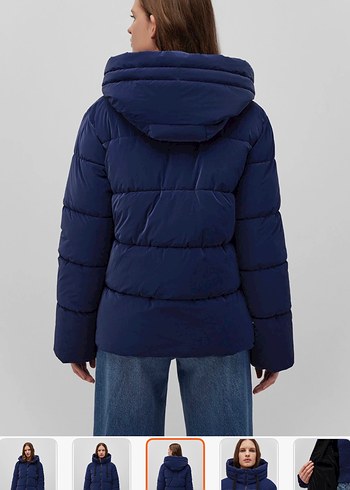 Mavi Lacivert Midi Kışlık Kadın Mont - Görsel 4