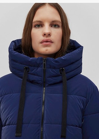 Mavi Lacivert Midi Kışlık Kadın Mont - Görsel 3