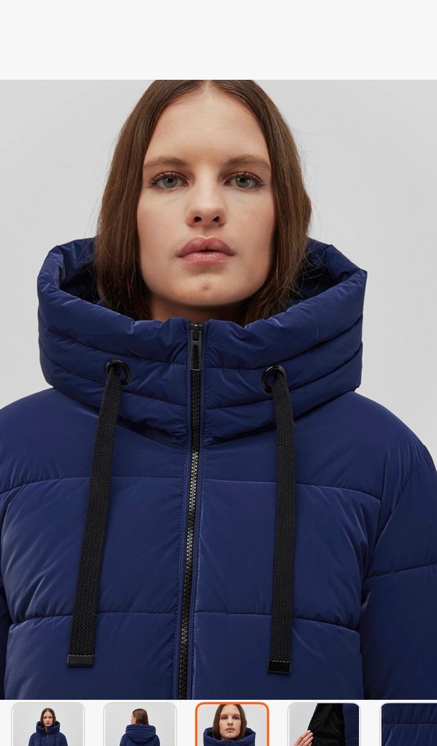 Mavi Lacivert Midi Kışlık Kadın Mont - Görsel 3