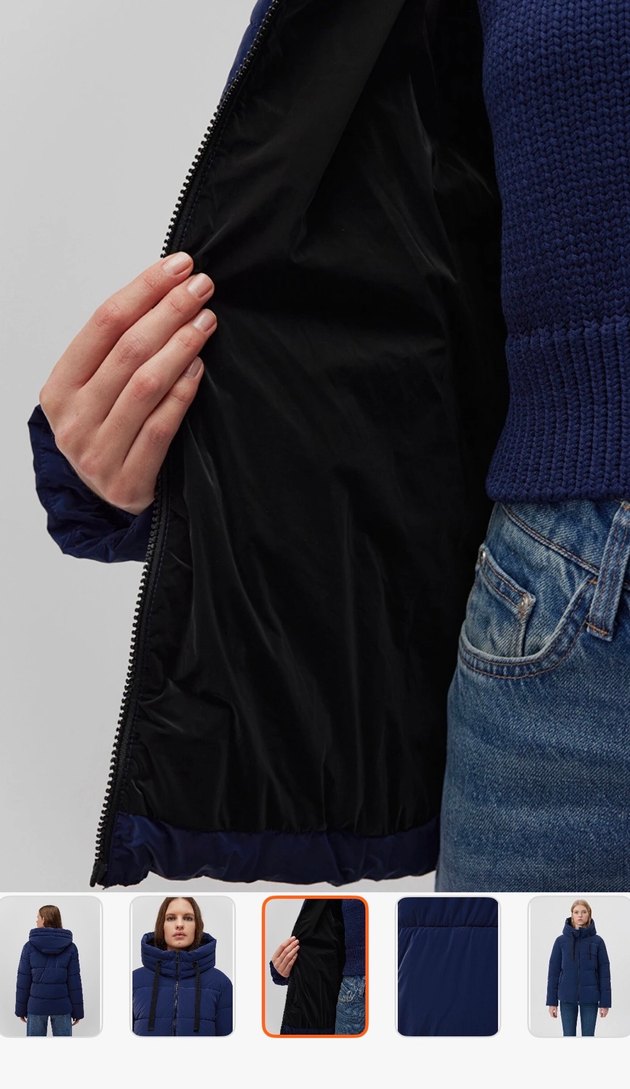 Mavi Lacivert Midi Kışlık Kadın Mont - Görsel 5