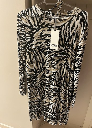 Fabrika Zebra Desenli Kadın Uzun Triko Elbise - Görsel 2