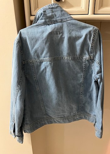 Düğmeli Gri Kadın Kot Ceket - Görsel 2