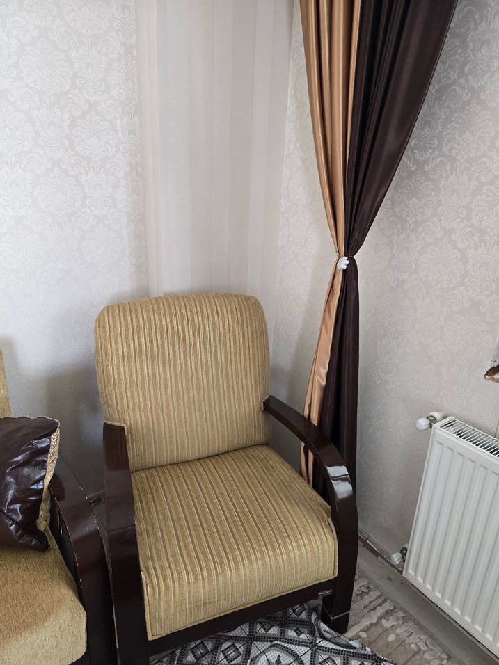 Koyu Bej Modern Düz Perde 4 adet - Görsel 2